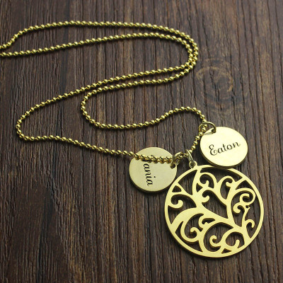 Family Tree Personalised Necklace With Name Charm For Mom - AMAZINGNECKLACE.COM