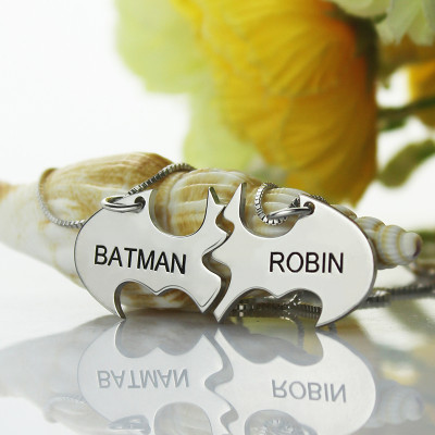 Batman Best Friend Name Personalised Necklace Sterling Silver - AMAZINGNECKLACE.COM