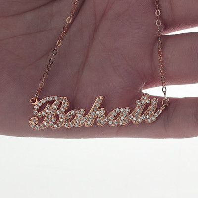 Rose Gold Plated Full Birthstone Carrie Name Personalised Necklace  - AMAZINGNECKLACE.COM