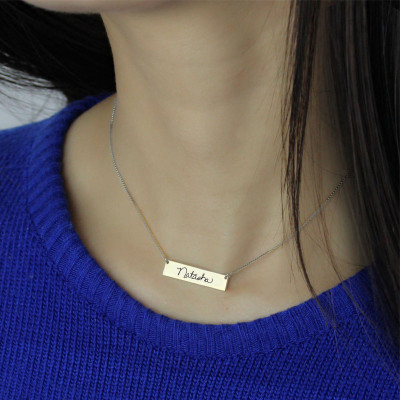 Custom Personalised Necklace With Your Signature Bar Silver - AMAZINGNECKLACE.COM