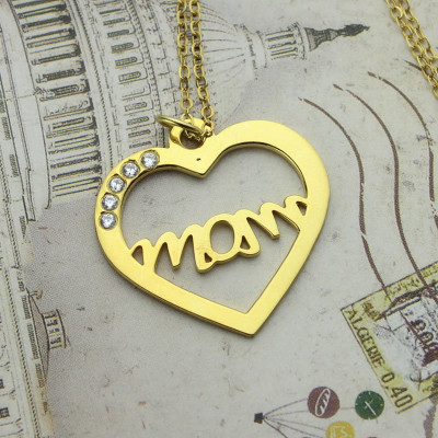 Mothers Heart Personalised Necklace With Birthstone 18ct Gold Plated  - AMAZINGNECKLACE.COM