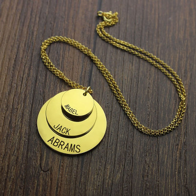 Disc Personalised Necklace With Kids Name For Mom 18ct Gold Plated - AMAZINGNECKLACE.COM