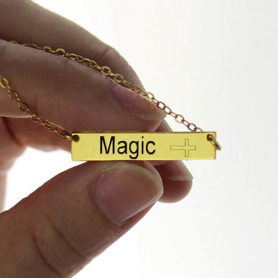 18ct Gold Plated Bar Personalised Necklace with Icons - AMAZINGNECKLACE.COM