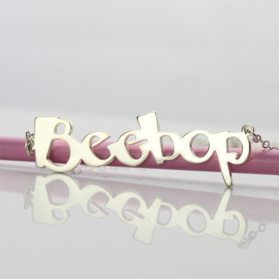 Solid White Gold Personalised Beetle font Letter Name Necklace - AMAZINGNECKLACE.COM