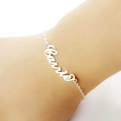 Personalised Sterling Silver Carrie Name Bracelet - AMAZINGNECKLACE.COM