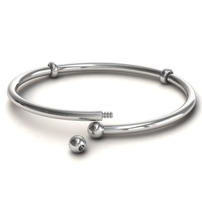 Personalised Silver Flex Bangle Charm Bracelet - AMAZINGNECKLACE.COM