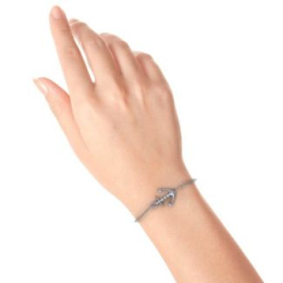 Personalised Anchor Bracelet with Three Stones  - AMAZINGNECKLACE.COM