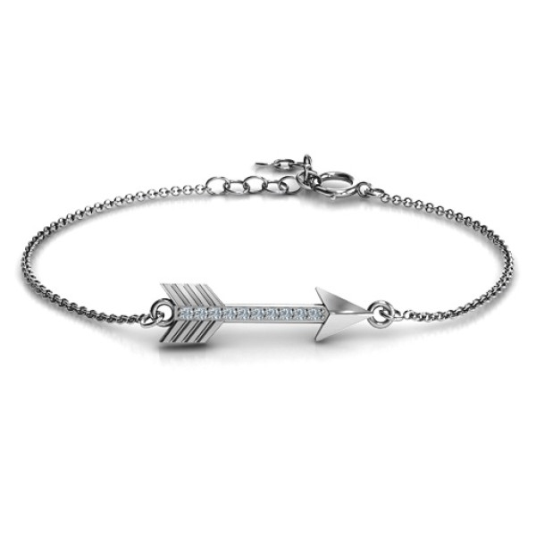 Personalised Arrow Bracelet with Accent Stones  - AMAZINGNECKLACE.COM
