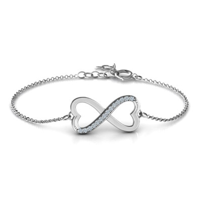 Personalised Double Heart Infinity Bracelet with Accents - AMAZINGNECKLACE.COM