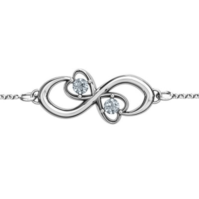 Personalised Duo of Hearts and Stones Infinity Bracelet  - AMAZINGNECKLACE.COM