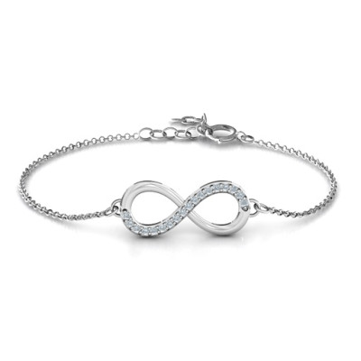 Personalised Infinity Bracelet with Single Accent Row - AMAZINGNECKLACE.COM