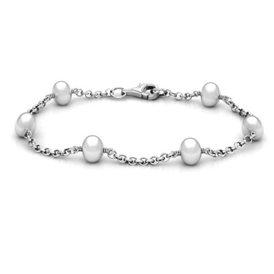 Personalised Linked Freshwater Pearl Bracelet - AMAZINGNECKLACE.COM