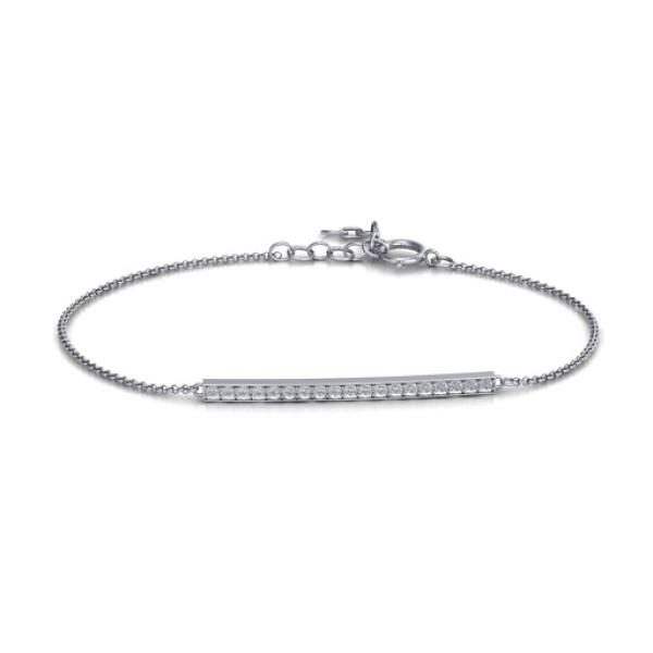 Sterling Silver Beaming Bar Personalised Bracelet With Cubic Zirconia Accent Stones  - AMAZINGNECKLACE.COM