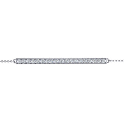 Sterling Silver Beaming Bar Personalised Bracelet With Cubic Zirconia Accent Stones  - AMAZINGNECKLACE.COM