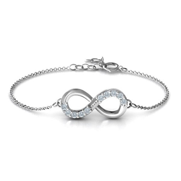 Sterling Silver Birthstone Accent Infinity Personalised Bracelet  - AMAZINGNECKLACE.COM