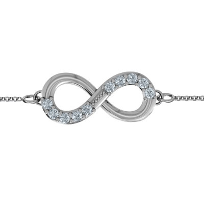 Sterling Silver Birthstone Accent Infinity Personalised Bracelet  - AMAZINGNECKLACE.COM