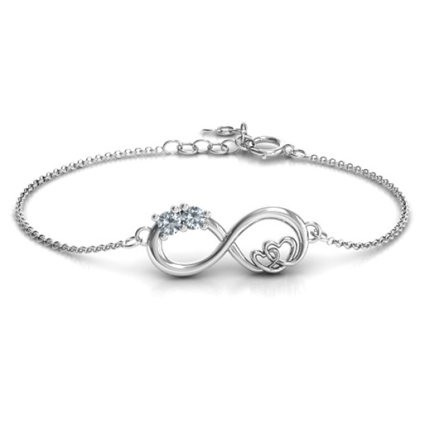 Sterling Silver Double the Love Infinity Personalised Bracelet - AMAZINGNECKLACE.COM