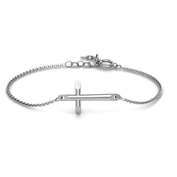 Personalised Sterling Silver Modern Cross Bracelet - AMAZINGNECKLACE.COM
