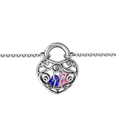 Personalised Sterling Silver True Love's Lock Caged Bracelet - AMAZINGNECKLACE.COM