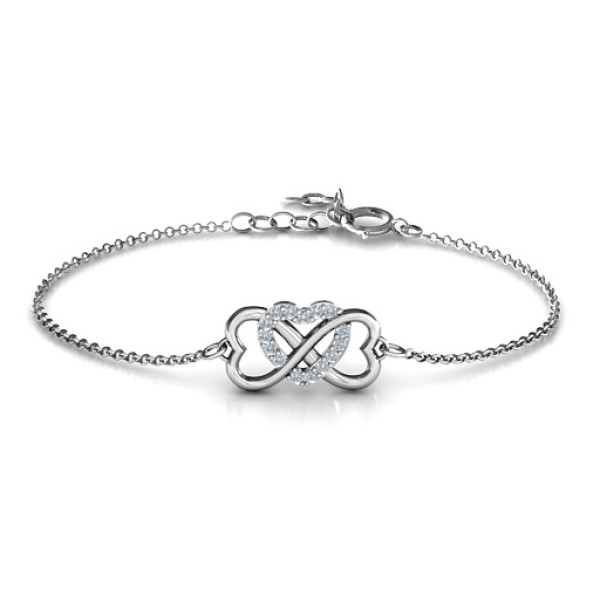 Personalised Triple Heart Infinity Bracelet - AMAZINGNECKLACE.COM