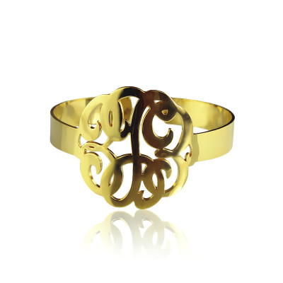 Hand Drawing Monogram Initial Personalised Bracelet 1.6 Inch Gold Plated - AMAZINGNECKLACE.COM