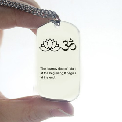 Yoga Theme,Lotus Flower Name Dog Tag Personalised Necklace - AMAZINGNECKLACE.COM