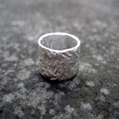 Sterling Silver Rocky Outcrop Broad Personalised Ring - AMAZINGNECKLACE.COM