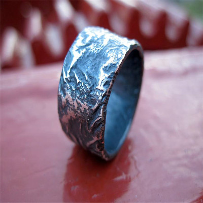 Sterling Silver Rocky Outcrop Broad Personalised Ring - AMAZINGNECKLACE.COM