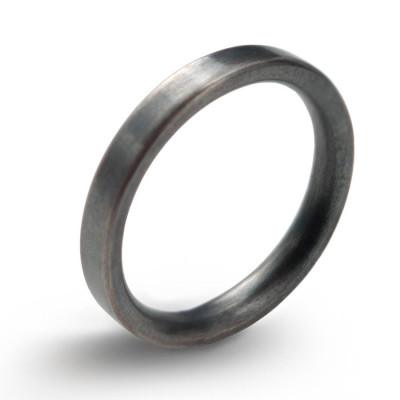 3mm Brushed Matte Flat Court Silver Wedding Personalised Ring - AMAZINGNECKLACE.COM