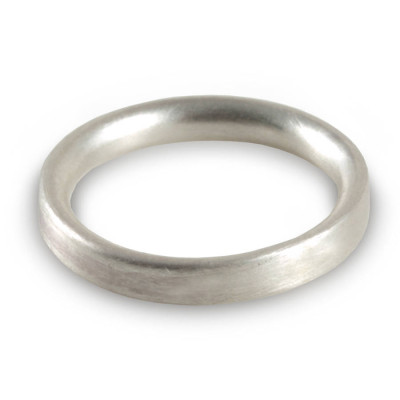 3mm Brushed Matte Flat Court Silver Wedding Personalised Ring - AMAZINGNECKLACE.COM
