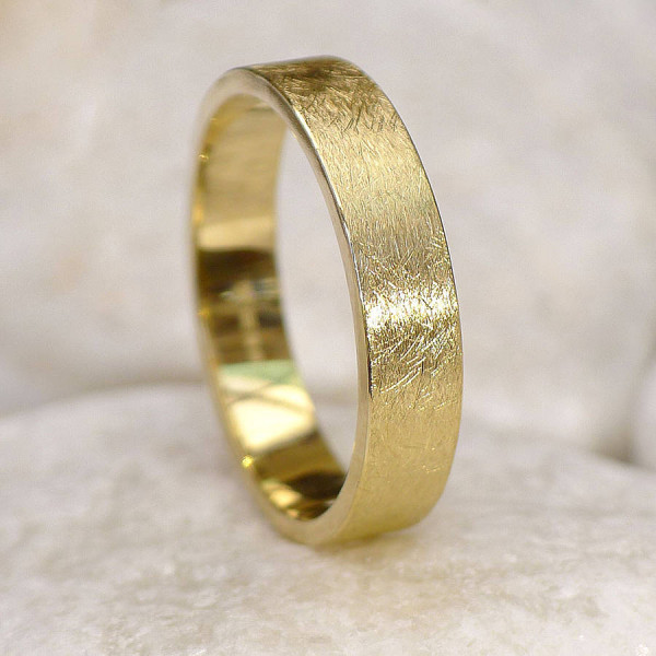 Mens Wedding Personalised Ring In 18ct Gold, Urban Finish - AMAZINGNECKLACE.COM