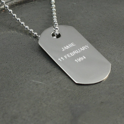 Personalised Silver Dog Tag Pendant - AMAZINGNECKLACE.COM