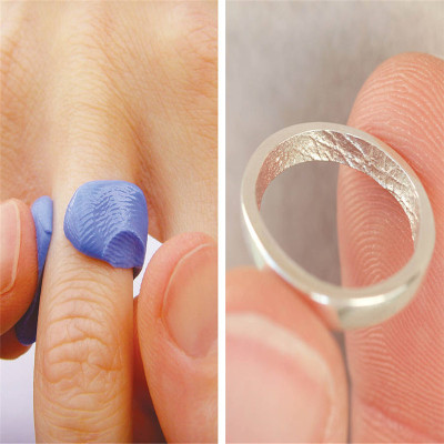 Sterling Silver Bespoke Fingerprint Personalised Ring - AMAZINGNECKLACE.COM
