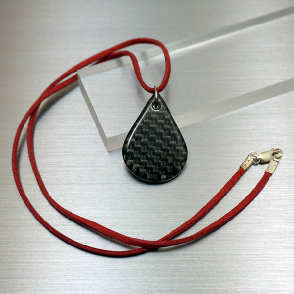 Carbon Fibre Tear Drop Pendant Personalised Necklace - AMAZINGNECKLACE.COM