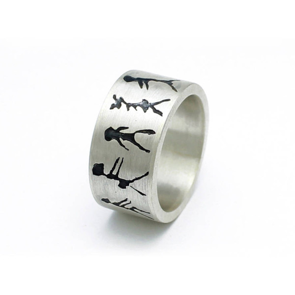 Capivara Cave Art Sterling Silver Band Personalised Ring - AMAZINGNECKLACE.COM