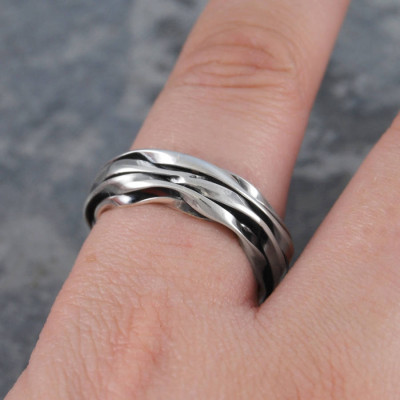 Chunky Mens Silver Oxidised Wrap Personalised Ring - AMAZINGNECKLACE.COM