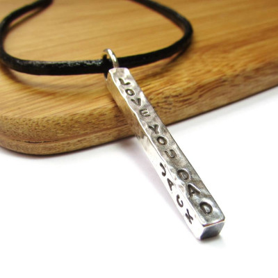 Chunky Silver Bar Personalised Necklace - AMAZINGNECKLACE.COM
