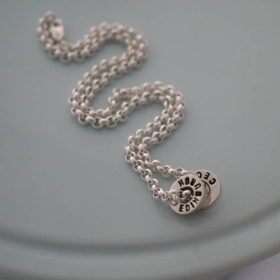Chunky Silver Washer Personalised Necklace - AMAZINGNECKLACE.COM