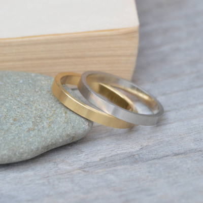 2mm Flat Wedding Band Wedding Personalised Ring Stackable - AMAZINGNECKLACE.COM