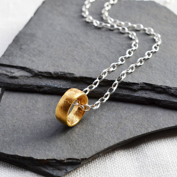 Gold Plated Meteorite Ring Personalised Necklace - AMAZINGNECKLACE.COM