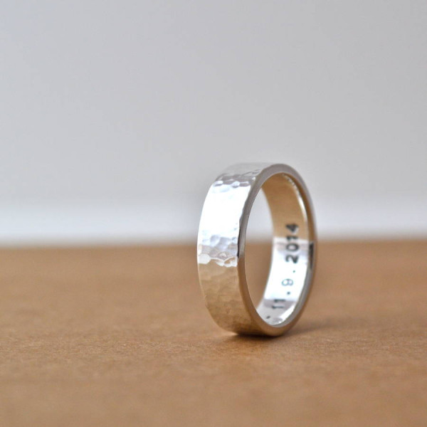 Hammered Silver Hidden Message Personalised Ring - AMAZINGNECKLACE.COM