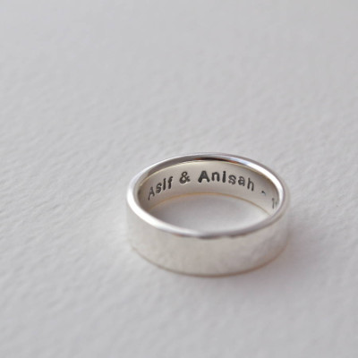 Hammered Silver Hidden Message Personalised Ring - AMAZINGNECKLACE.COM