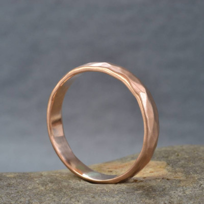 Handmade 18ct Rose Gold Hammered Wedding Personalised Ring - AMAZINGNECKLACE.COM