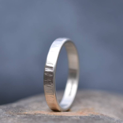Handmade Silver Rippled Wedding Personalised Ring - AMAZINGNECKLACE.COM
