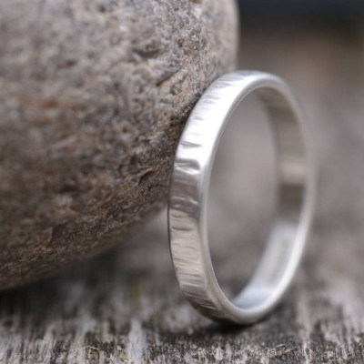 Handmade Silver Rippled Wedding Personalised Ring - AMAZINGNECKLACE.COM