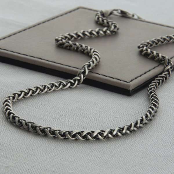 Heavy Sterling Silver Detailed Chain Personalised Necklace - AMAZINGNECKLACE.COM