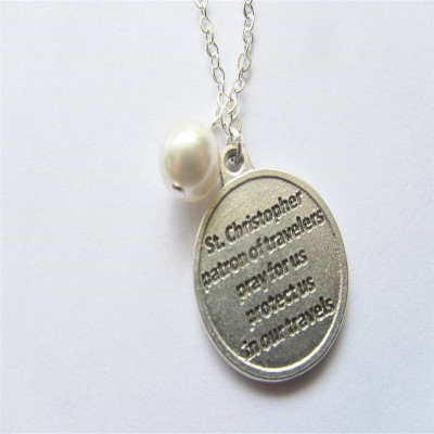 Large St Christopher Charm Personalised Necklace - AMAZINGNECKLACE.COM