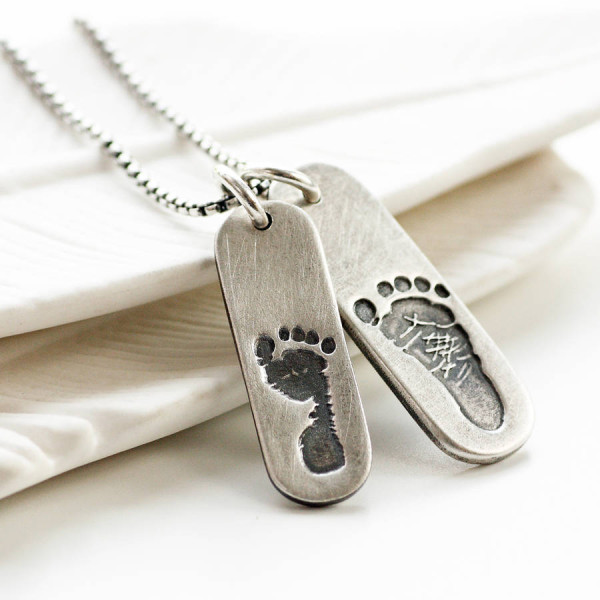 Mens Double Footprint Tag Personalised Necklace - AMAZINGNECKLACE.COM
