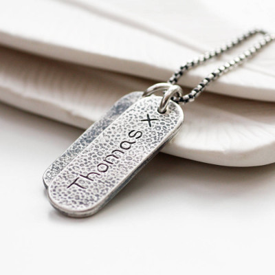 Mens Double Footprint Tag Personalised Necklace - AMAZINGNECKLACE.COM