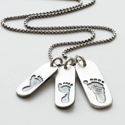 Mens Footprint Trio Tag Personalised Necklace - AMAZINGNECKLACE.COM